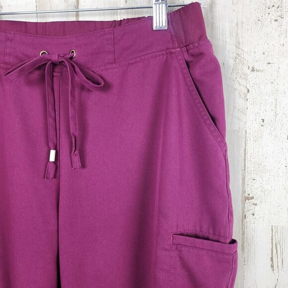 Grey's Anatomy Spandex Stretch 3 Pocket Cargo Scrub Pants Wine Size Small Tall - Picture 11 of 11